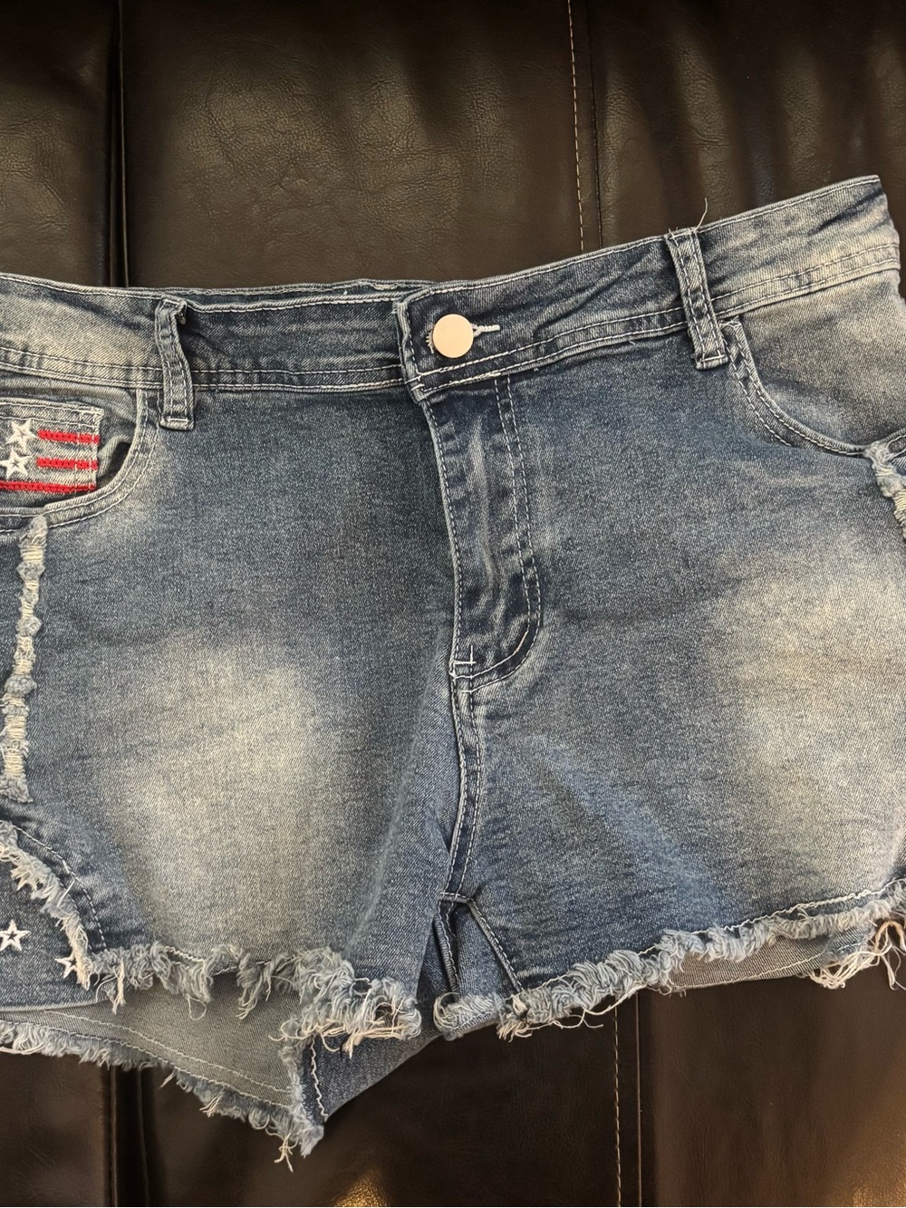Women’s Patriotic Distressed Denim Shorts - Blue